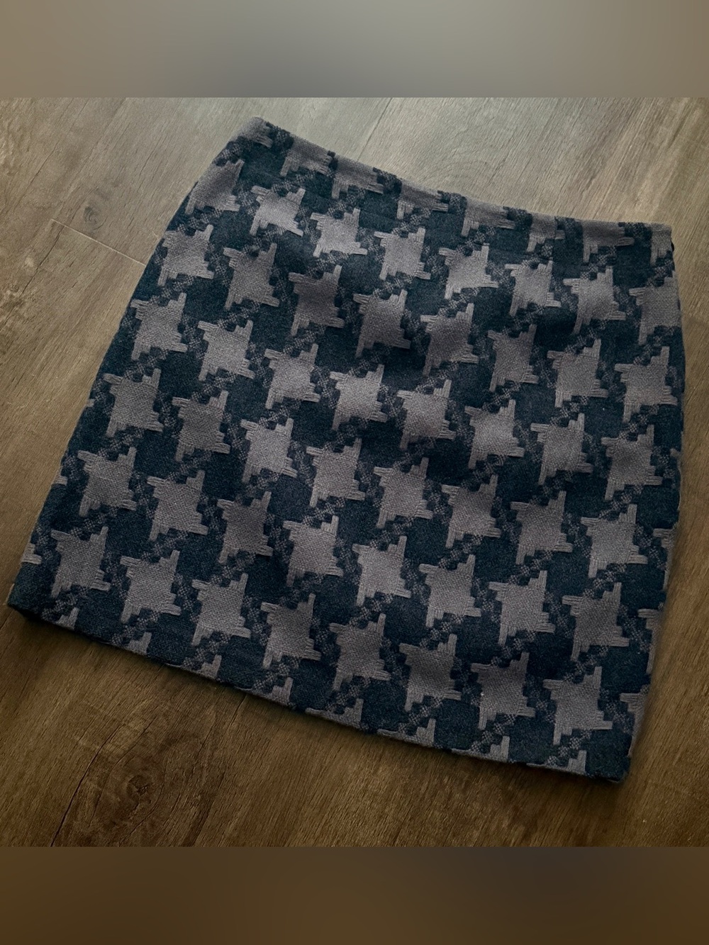 Boden Grey Houndstooth Wool Blend Skirt